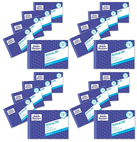 AVERY Zweckform 300 Quittung inkl. MwSt. (A6 quer, mit 1 Blatt Blaupapier, 50 Blatt) weiß (20 Stück)