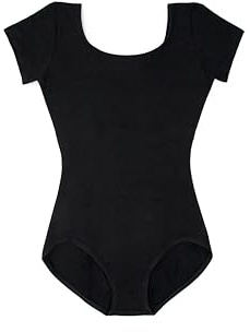 Capezio Girls' Big Classic Short Sleeve Leotard, Black, X-Large