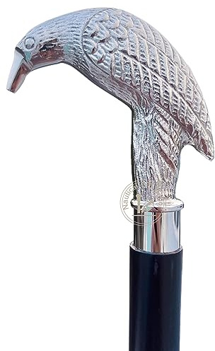 RIYLBEX Edgar Allen Poe's Mystic Raven Gothic Gehstock Swagger Cane, 94 cm, Hartholz, Schwarz