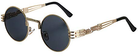 Aroncent Unisex Retro Rund Polarisierte Sonnenbrille, Vintage Metallrahmen Brille für Herren Damen