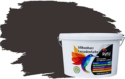 RyFo Colors Silikonharz Fassadenfarbe Lotuseffekt Trend Graubraun 10l - bunte Fassadenfarbe, weitere Grau Farbtöne und Größen erhältlich, Deckkraft Klasse 1