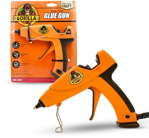 Gorilla Hot Glue Gun (Pack of 1) - Dual Temp Full Size Hot Glue Gun with Precision Nozzle, Easy Squeeze Trigger, and Enhanced Safety Features for DIY, Craft, Repairs, and More
