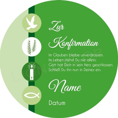 Tortenaufleger Konfirmation3 mit Name und Datum/mehr Farben zur Auswahl / 20 cm Ø (grün)