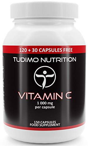 Vitamina C 1000mg Capsule - 150 Vegan Capsules (Scorta 5 Mesi) a Disgregazione Rapida, Ciascuna con 1000 mg di Vit C Acido L-Ascorbico in Polvere Puro di Qualità Premium
