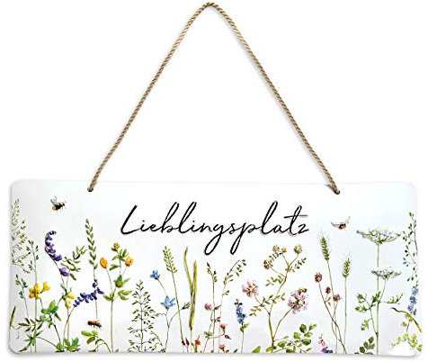 Blechschild, Wanddeko Metall zum Aufhängen Lieblingsplatz | Metallschild für Wohnzimmer, Garten oder Balkon | Schönes Geschenk zum Einzug oder Richtfest