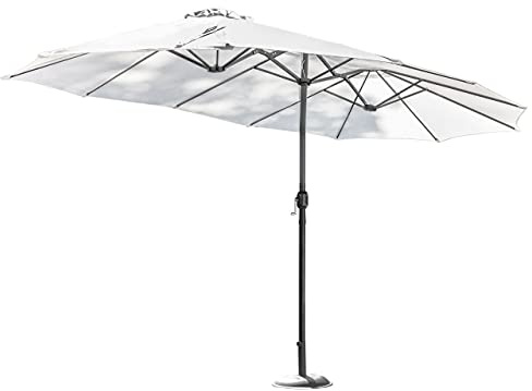 Harrier 4.6m Double-Sided Garden Parasols with Optional Cover & Base Weights - UV Protection & Easy Setup
