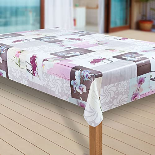 laro Wachstuch-Tischdecke Abwaschbar Garten-Tischdecke Wachstischdecke PVC Plastik-Tischdecken Eckig Meterware Wasserabweisend Abwischbar |70|, Muster:Orchidee, Größe:110x160 cm