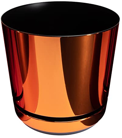 KORAD La Maceta de la Serie Dekor con Plato Adaptado para Interiores - Medida 21 cm - Modelo 085 - Naranja Brillante; Fabricado en plástico, Maceta Decorativa con Orificios de Drenaje