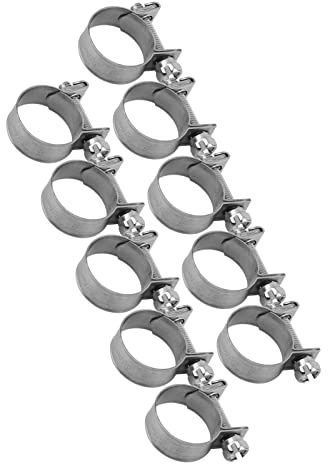 YWBL-WH 10 Stück Edelstahl-Mini-Kraftstoffleitungs-Schlauchschelle, 6-20 Mm, Optionale Größe mit Schrauben und Muttern, Schraubklemme, Rohrschelle, Gummi-Schlauchschelle (16-18Mm), Silber