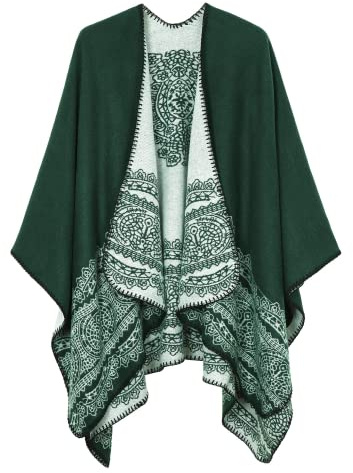 EXCHIC Donne Casual Oversize Poncho Cape Modello Floreale Elegante Sciarpa Cappotto Maglieria Scialli Avvolgimenti