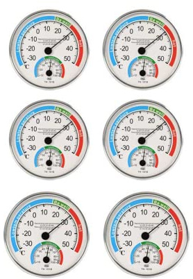 HpLive Thermometer Hygrometer Innen Analog, Raumthermometer Analog Luftfeuchtigkeitsmesser Innen, Raumklimaregulierung innen zur Überwachung von normalem In-und Außenwetterzustand (6PCS)
