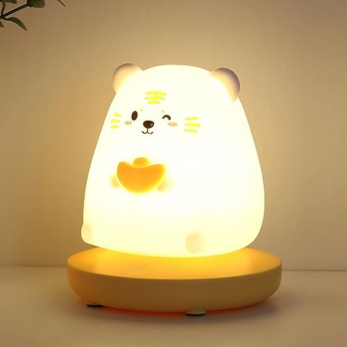 Veilleuse LED Enfant, Veilleuse Bébé à Intensité Variable, Lampe Enfants en Silicone Souple avec Capteur Tactile, Rechargeable USB, Lampe de Chevet pour Chambres d' Enfant Décoration