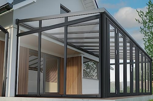 Arilco Terrassenüberdachung | Wintergarten | Inklusive Seitenwände | Neu | Polycarbonat | 7m x 4m