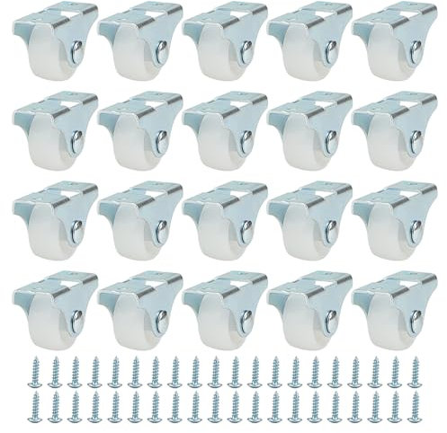 JAPCHET 20 PCS 25mm Small Fixed Castor Wheels, Non Swivel Wheels for Trolley, Furniture, Cabinet