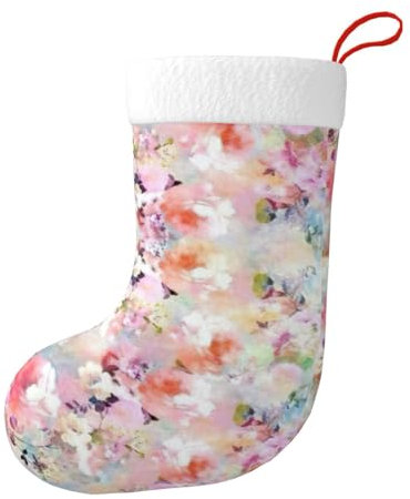 WURTON Weihnachtsstrumpf, schöne rosa Blume, Weihnachtsstrumpf für Party-Dekoration, Familie, Urlaub, hängende Strumpf