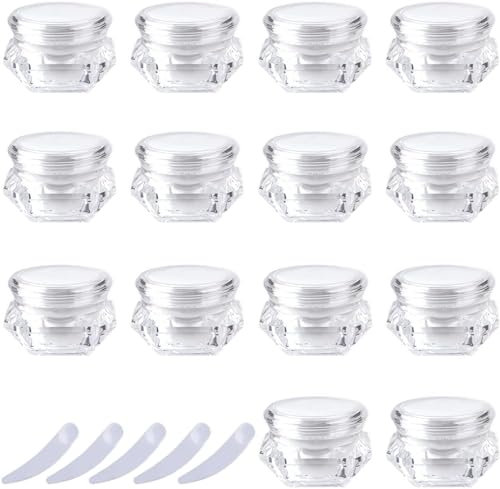 Leere Gläser mit Deckel, Kosmetikdose, B0CL9K47WB, 20 Stück, 30 ml, leere, transparente, rautenförmige Kosmetikdosen aus Kunststoff, 30 g Probentöpfe mit Schraubverschluss (Farbe: transparent, Größe: