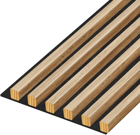 Jeu de lattes en feutre pour un aménagement intérieur individuel, 20x20 mm, largeur 24,6 cm, longueur 275 cm Panneaux en bois, panneaux muraux, aspect bois, mur à lattes