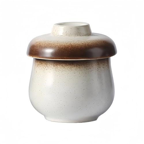 Dowbom Japanische Zuckerdose mit Deckel und Löffel, Zuckertopf, Zuckerbehälter, Gewürzglas (D,227.8 g)