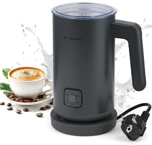 Navaris Montalatte Elettrico 4 in 1 - Macchina Cappuccino Cremoso - Cappuccinatore - Schiuma Latte Capacità 150ml o Scalda Latte 300ml - Monta Latte per Cappuccini - Acciaio Inox