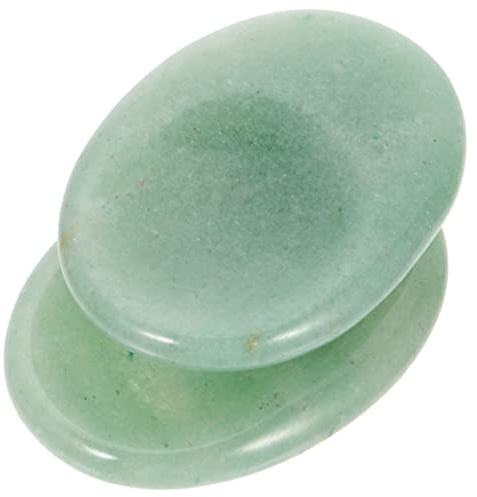 COLLBATH 2pcs Natural Green Stone Thumb Worry Stones for Relaxation and Stress Relief, Suitable for Scraping and Massaging, Activates and Promotes Cellular and Skin Rejuvenation, Portable