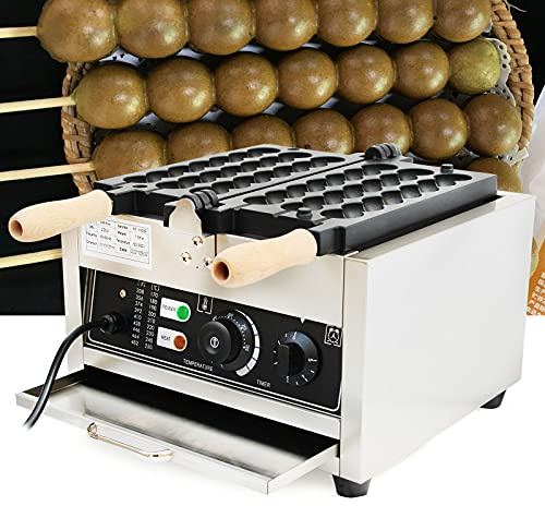 Kommerzieller Waffelkugelmacher Aus Edelstahl 1500W Bubble Waffle Maker Machine Antihaft-Pfanne Waffelkugelmaschine mit Zeit- Und Temperaturkontrolle