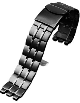 MAMA'S PEARL 19mm 21mm Edelstahl Armband for YCS YAs YGS Schwarz Silber Gürtel YGS471G Armband Herren Damen Metall Uhrenkette(Black,21mm)