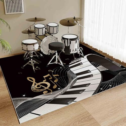 Elektrisches Schlagzeugteppich Drum Teppich rutschfeste Trommelmatte für E Drum Schlagzeug Elektronisch Snare Teppich Drum Rug Schalldicht Teppiche Trommelteppich Schallschutz Teppich 200 x 180 cm