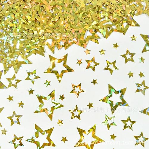 DazzJoy Glitzer Sterne Konfetti,Glitzersterne Streudeko Weihnachten,Pailletten Stern Tischdeko Silvester, Sterne Deko,Streusterne Konfetti Geburtstag Hochzeit Karneval (Gold)