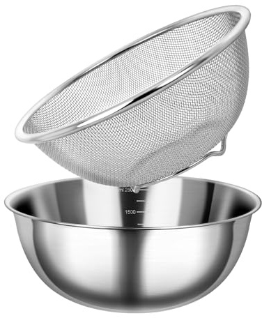 Scolapasta in acciaio inox 304 con microporosa grande capacità di 4,5 Qt per riso, pasta, frutta, verdura, spaghetti, lavabile in lavastoviglie.