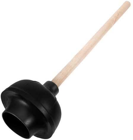 Toilettenpömpel aus Gummi mit Holzgriff Schwarz für Rohrreinigung | Waschbeckenpömpel und Spülbeckenreiniger, Geeignet für Hotel und Zuhause, Komfortabler Griff