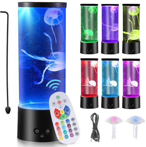 Strixorn Lámpara LED de medusas con 17 colores, lámpara de lava, medusas, acuario, lámpara de estado de ánimo con mando a distancia, luz nocturna, decoración del hogar, dormitorio, oficina, regalos