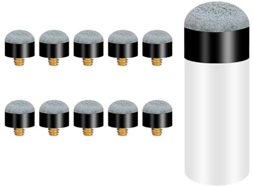 JchEnye 10er-Pack Billardqueue-Spitzen Ersatz-Schraubenspitzen mit Billardqueueisen 12mm Grau Billardqueue-Zubehör-Set für Poolqueues Snooker-Queues