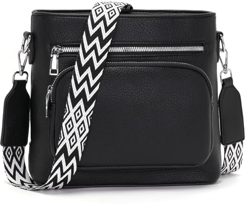 Snmoec sac a main femme sac bandoulière moyen sac cartable femme large ceinture d'épaule Sacs pour noir