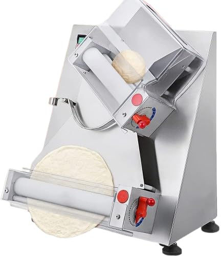 Automatic Pizza Dough Press Machine - 30cm Electric Stainless Steel Dough Roller Sheeter, 600W, 250 Pcs/H