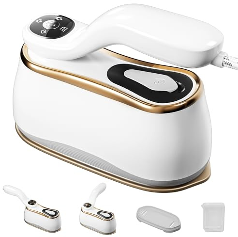 MiTdir Plancha de Vapor Portátil 175x80mm Panel de esmalte de cerámica Hierro LCD 220ml Tanque de agua 1200W y 15s Calentamiento rápido Vaporizador de 4 velocidades Garment Steam Iron