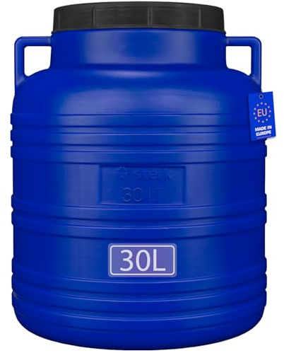 FIXKRAFT Weithalsfass Lebensmittelecht 30L Futtertonne Hund Gärbehälter Blaue Futter Tonne mit Deckel Maischefass Schraubdeckel 30 Liter Camping Kanister Gärfass