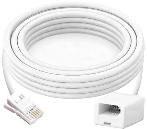 Distorris 10M BT Telephone Extension Cable BT Male to Female 6-Pin Straight Through Phone Line Extension Cord for UK Landline Phones Fax Modem Router Home Office