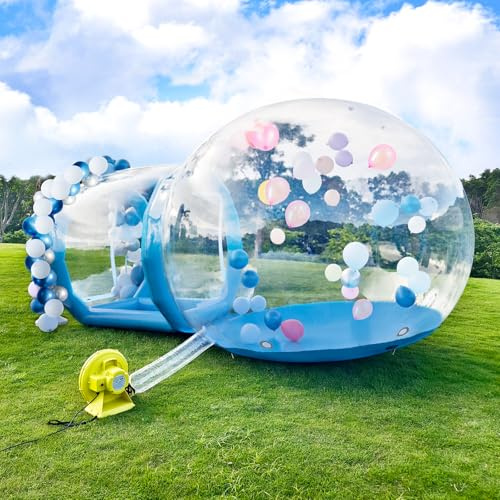 Gonfiabile, Bubble House Dome gonfiabile, con ventilatore e pompa, tenda da giardino impermeabile in PVC di qualità commerciale per matrimoni, campeggio, feste (300 cm, blu)