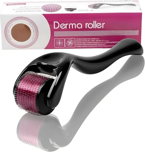 1mm Derma Roller for Hair & Beard Growth – 540 Titanium Microneedles, Microneedling Tool for Face & Scalp, Skin Repair & Acne Scars, At-Home Use for Men & Women