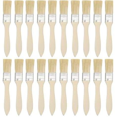 20 Pack Small Paint Brushes, 1 Inch Paint Brush Set, Glue Brush & Varnish Brush for Wood, Paint Brushes for Stains, Varnishes, Glues and Home DIY (17.5 x 2.5 cm)