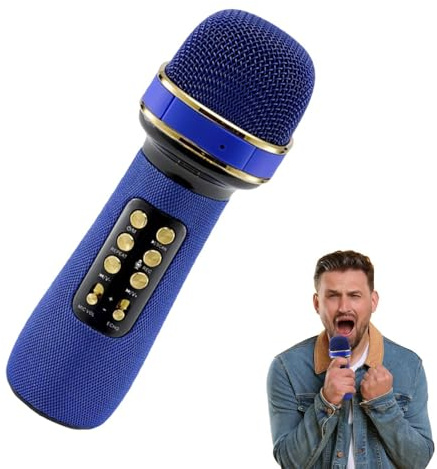 Generisch Microfono senza fili, microfono per cantare, altoparlante | portatile per microfono, per feste: 1 microfono radio con LED per riunioni di famiglia
