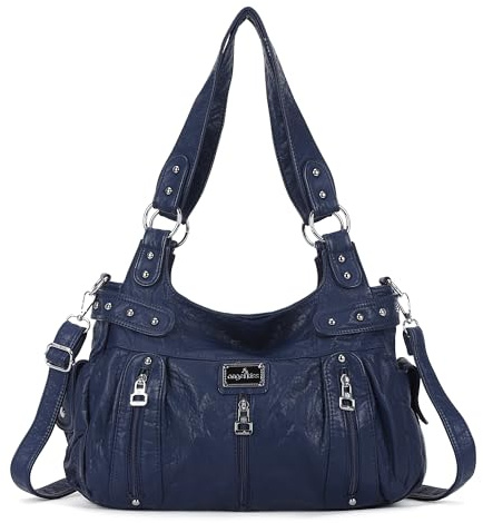 Angelkiss Large Purses and Handbags for Women Washed Faux Leather Crossbody Hobo Satchel Shoulder Handbag Tote Purse