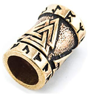 Battle-Merchant - Bartperle Valknut aus Bronze - Wikinger Perle - Dreadlocks - Innendurchmesser 6mm