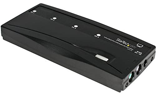 StarTech.com 4-port VGA-/PS/2 KVM-switch – PS/2 KVM-omkopplare inkl. kabel – 4 portar skrivbord KVM-omkopplare 1 x PS/2 och 4 x VGA-uttag