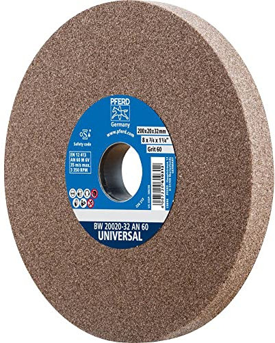 PFERD Schleifbockscheibe UNIVERSAL, 200x20x32, A60, 39008436 – Harte Schleifscheibe für universelle Schleifaufgaben, mit Reduzierhülsen (25/20/16mm)