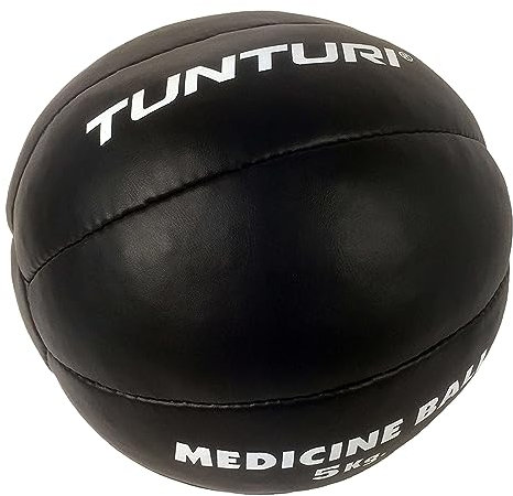 Tunturi Medizinball Medicine Ball Leather, Black, 5kg, schwarz, one Size, 14TUSBO104
