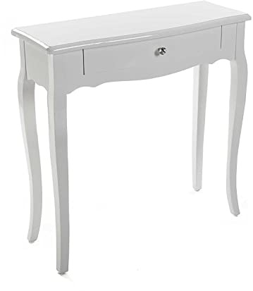 Versa Cagliari smal möbel för entrén eller hallen, modernt konsolbord, med 1 låda, mått (H x L x B) 80 x 30 x 80 cm, trä, färg: vit
