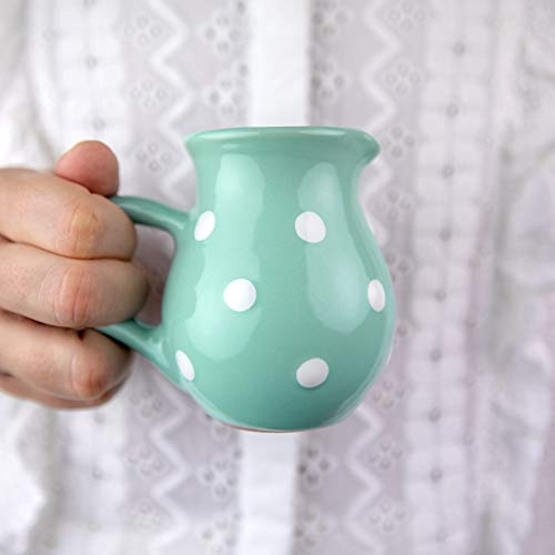 City to Cottage® - Keramik Milchkännchen | Türkis und Weiß | Polka Dots | Handgemacht | Keramik Geschirr Kännchen | 150 ml