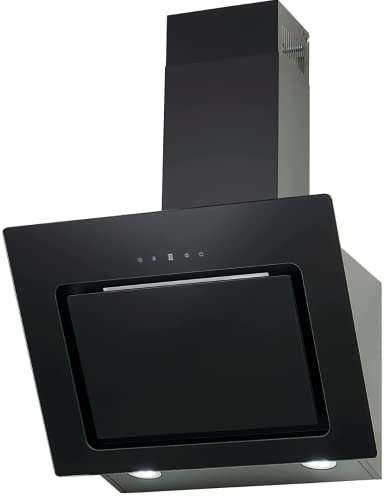 PKM Schräghaube S7-60ABTH | Kopffreihaube | Dunstabzugshaube | 60 cm Breite | Glas | schwarz | Abluft | Umluft