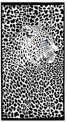 FUIW Strandtuch Microfaser Handtuch Extra Groß Badetuch 100x180cm für Damen Kinder Dünn Ultraleicht Duschtücher Ideal für Reisen Fitness Yoga Sauna Leopard Bedruckt